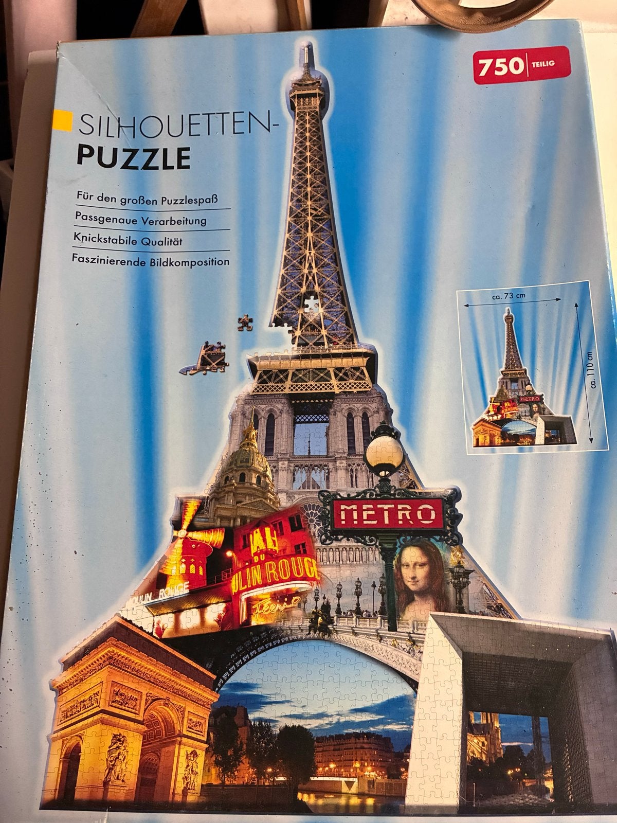 Silhouetten-Puzzel Eiffeltoren Parijs 750 stukjes, Ophalen of Verzenden, Meer dan 50 stukjes, Gebruikt, 6 jaar of ouder
