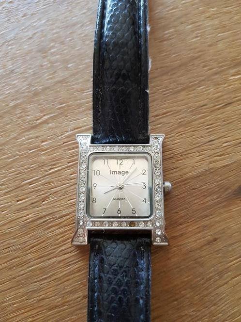 Horloge, Sieraden, Tassen en Uiterlijk, Horloges | Kinderen, Ophalen of Verzenden, Gebruikt, Zwart, Meisje