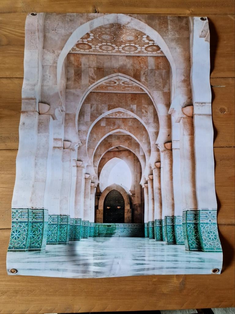 Poster van een moskee in Marokko. 50x70 kan binnen of buiten, Ophalen, Minder dan 50 cm, Foto of Poster, Minder dan 50 cm