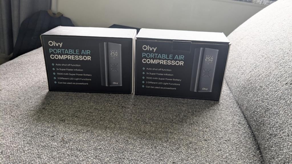 Olvy portable air compresser (koopt ze per stuk), Ophalen of Verzenden, Nieuw, Elektrisch