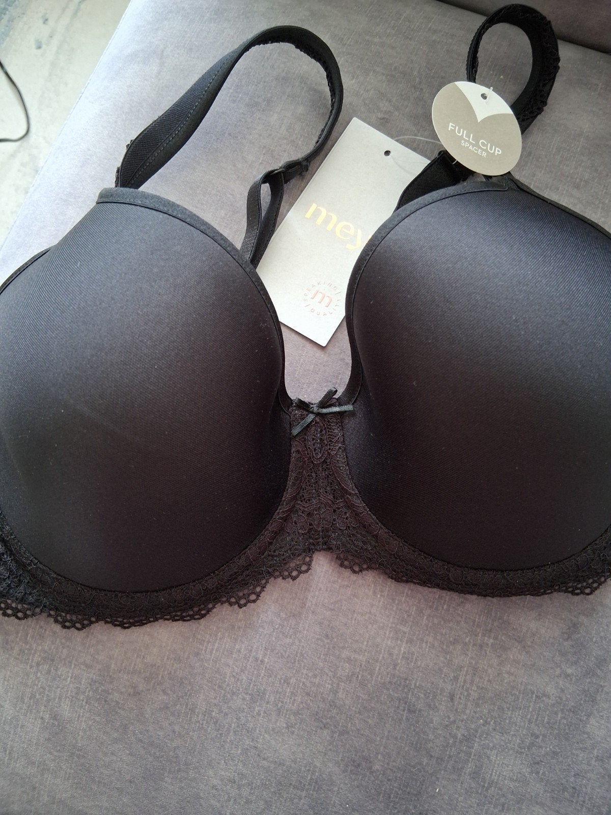 Mey Zwarte Full Cup Spacer BH met Kant - Maat 80B, Kleding | Dames, Mey, Ophalen of Verzenden, Zwart, BH