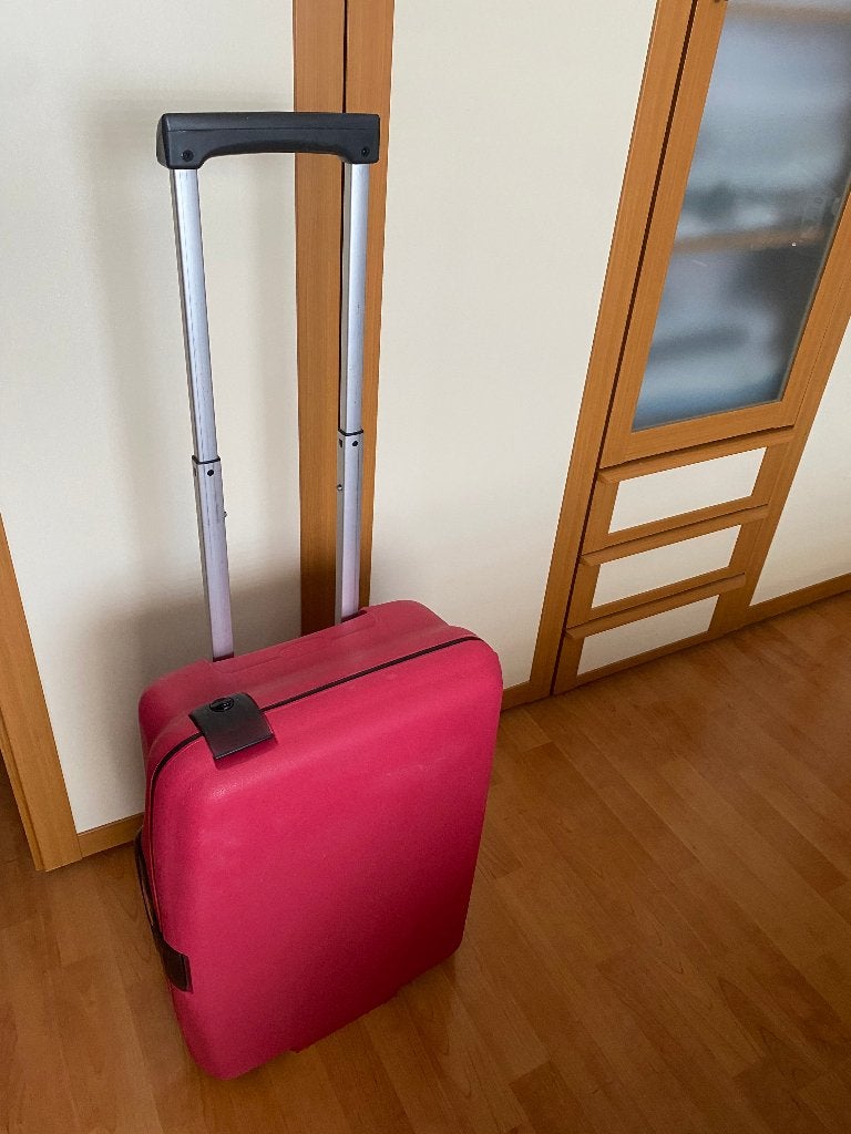 Samsonite rood reiskoffer :, 50 tot 60 cm, Hard kunststof, Zo goed als nieuw, 35 tot 45 cm
