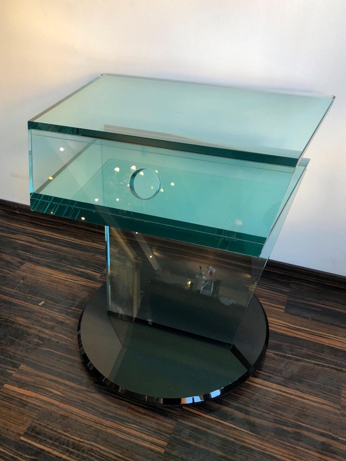 Black and Transparent Glass Swivel Console, Italy, 1980s, Ophalen