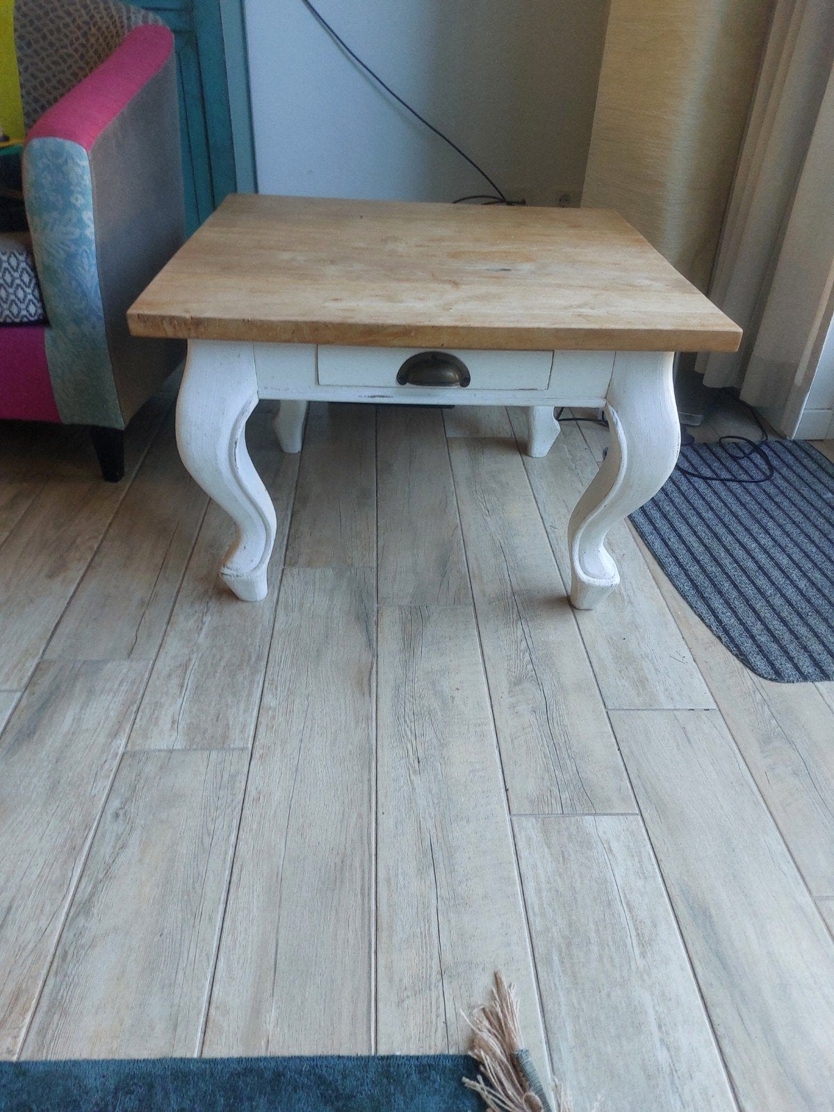 Salontafel met lade, landelijke stijl, Ophalen, Gebruikt, 50 tot 100 cm, Vierkant
