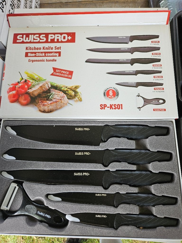 AANBIEDING! 6-delige Swiss Pro+ messenset - Nieuw, Bestekset, Nieuw, Ophalen of Verzenden, Rvs of Chroom