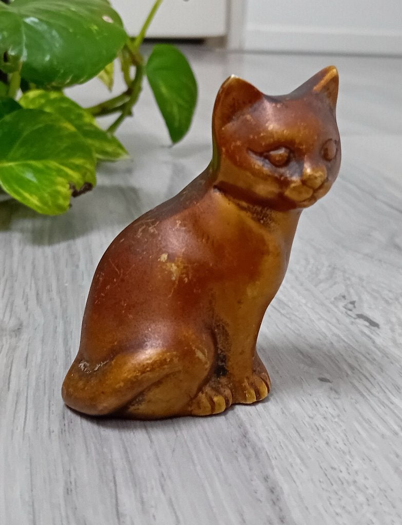 messing beeldje van een zittende kat, Verzenden, Zo goed als nieuw, Dier