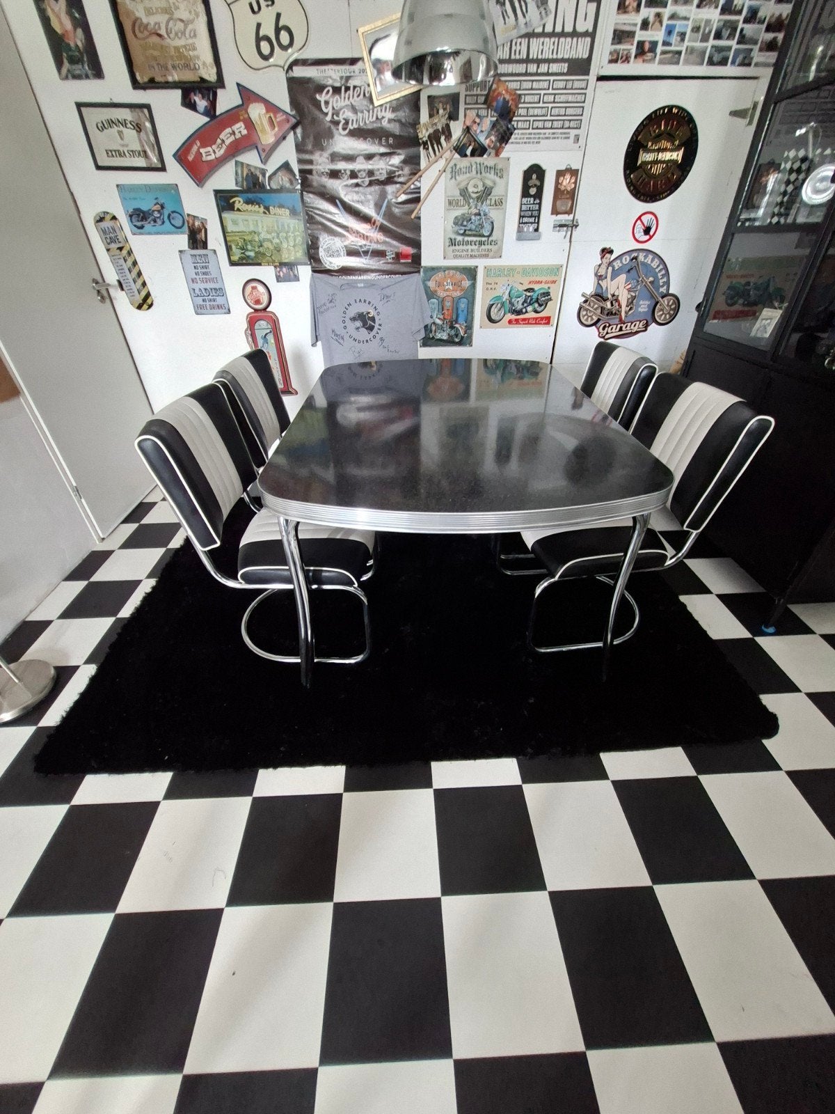 Bel air Eettafel met 6 stoelen Jaren '50 Stijl, Gebruikt, Ophalen of Verzenden, Retro, Jaren '50, Diner, Rockabilly, Rechthoekig