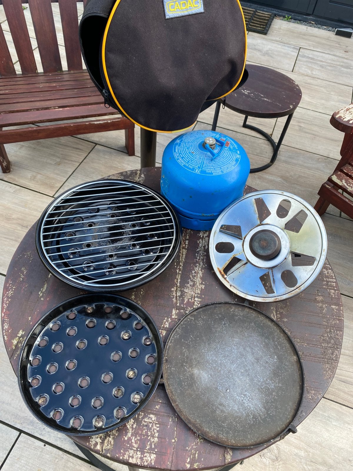 Cadac schottelbraai met gastank, Ophalen, Gebruikt