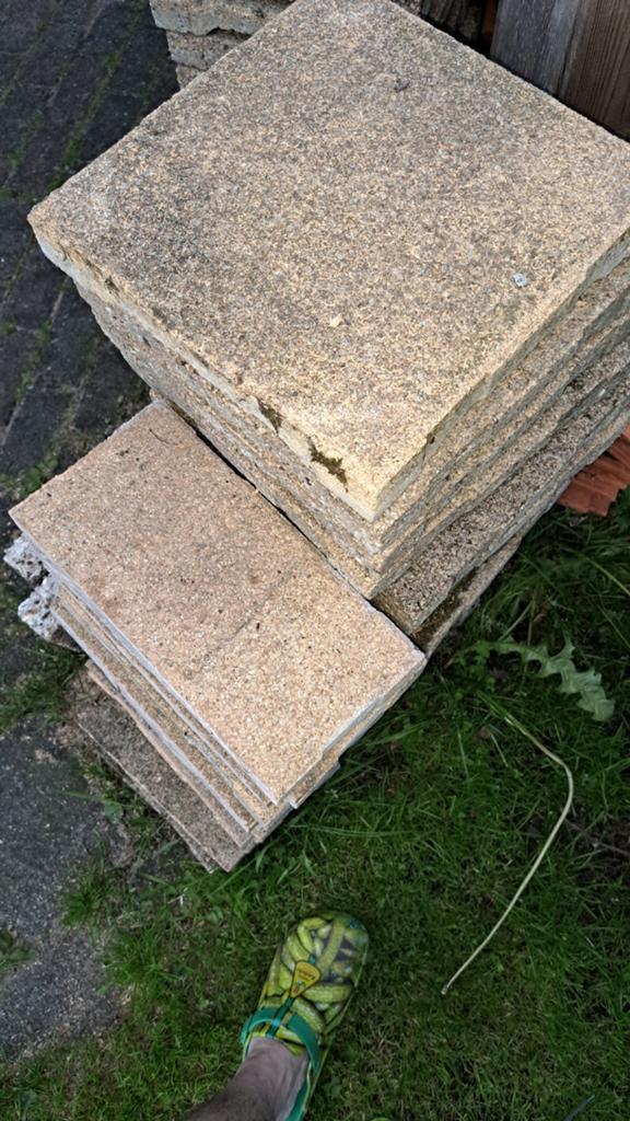 Gele 30/30 terrastegels, Tuin en Terras, Terrasdelen en Vlonders, Ophalen of Verzenden, Gebruikt, Hout