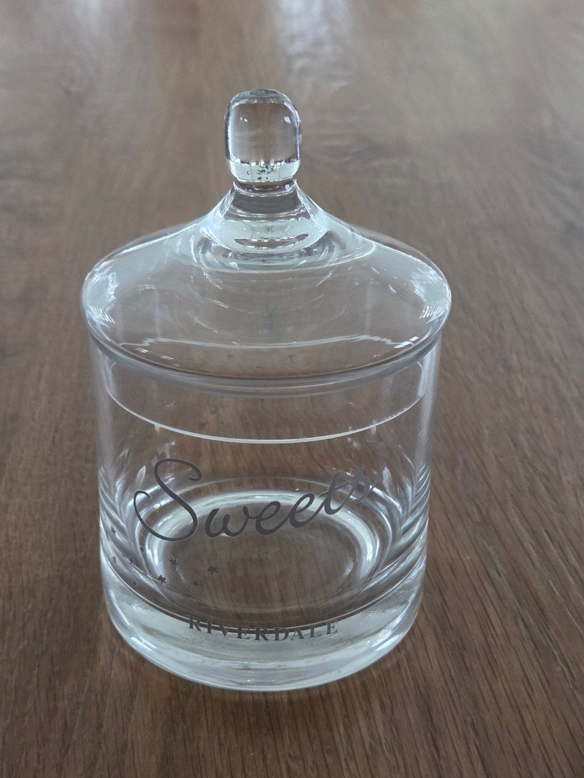 Glazen pot van Riverdale, Zo goed als nieuw, 9 cm, Ophalen of Verzenden, Met deksel