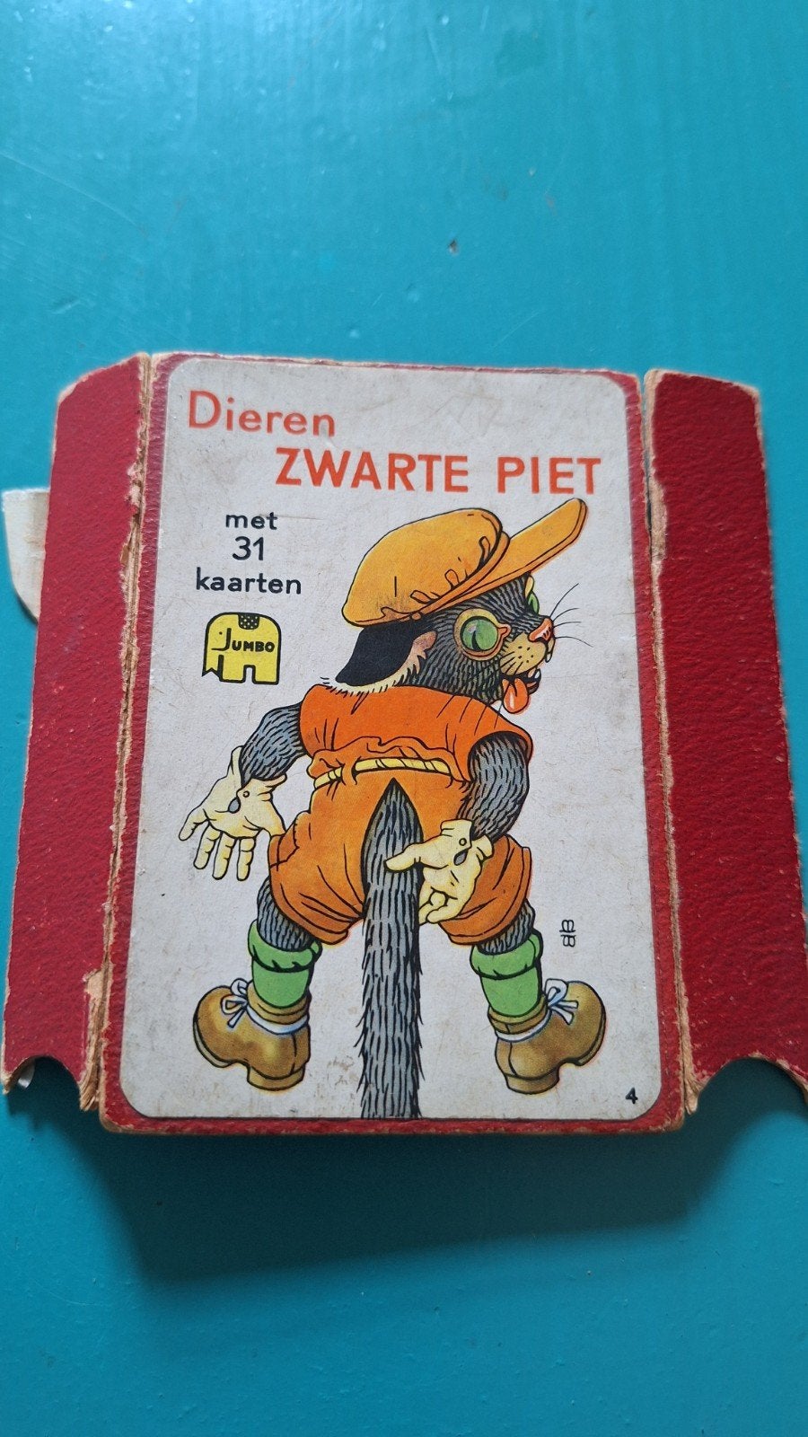 Vintage Jumbo Dieren Zwarte Piet kaartspel (31 kaarten), Drie of vier spelers, Ophalen of Verzenden, Gebruikt, Jumbo