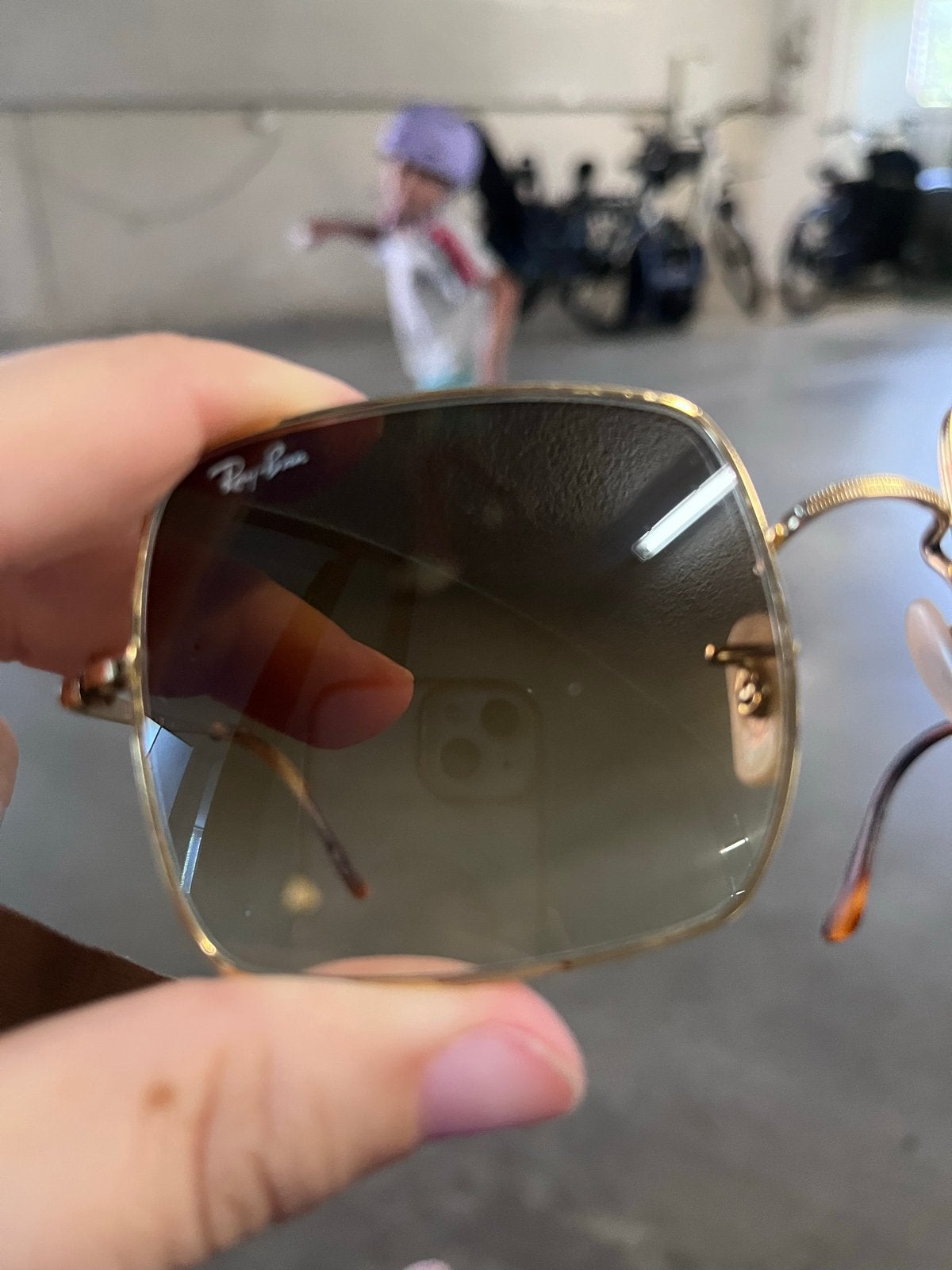 Ray-Ban Square 1971 Classic Zonnebril Goudkleurig/Bruin, Gebruikt, Zonnebril, Bruin, Ophalen of Verzenden