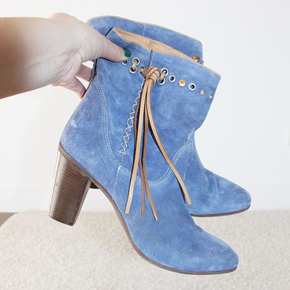 Prachtige Blauw Suede Omoda Laarsjes s8 (Maat 40) € 60,-, Kleding | Dames, Blauw, Omoda, Lage of Enkellaarzen, Ophalen of Verzenden