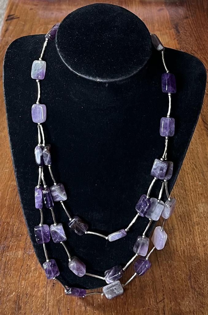 Amethyst ketting., Verzenden, Zo goed als nieuw, Paars, Steen of Mineraal