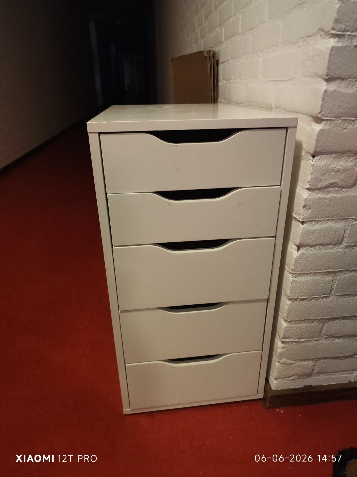 IKEA Alex ladeblok met 5 lades, wit, Ophalen, Overige materialen, Minder dan 50 cm, Gebruikt