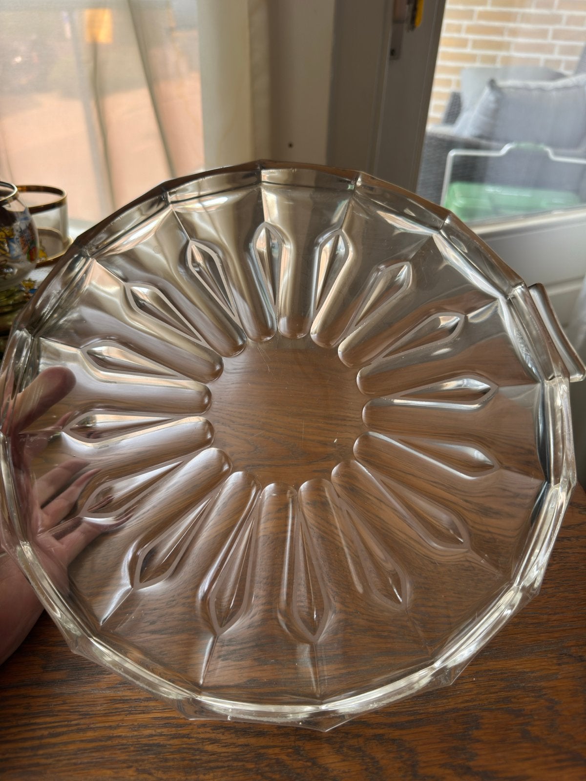 Vintage glazen schaal met handvatten, Antiek en Kunst, Antiek | Glas en Kristal, Ophalen
