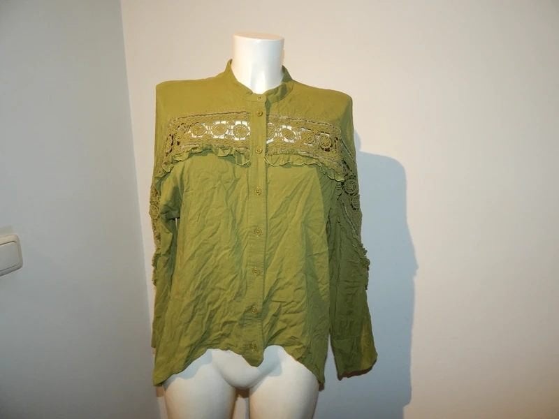 High Use appeltjes groene blouse gehaakte open delen M, Maat 38/40 (M), Zo goed als nieuw, Groen, Verzenden
