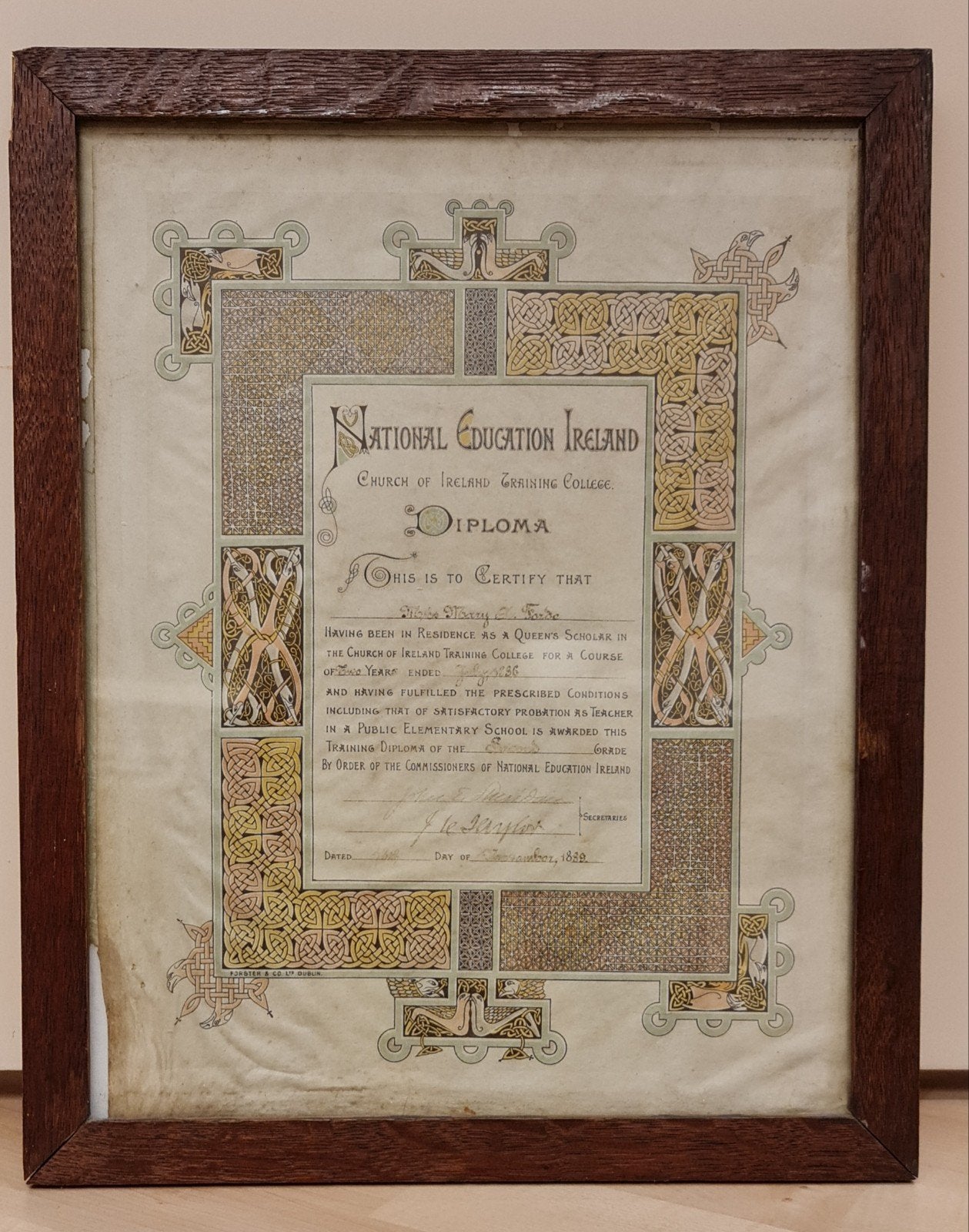 Historisch Diploma Ierland 1888 - Kerk van Ierland, Ophalen