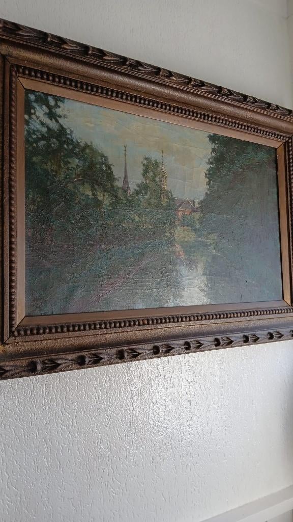 schilderij Kolkje Almelo 50er jaren., Ophalen of Verzenden