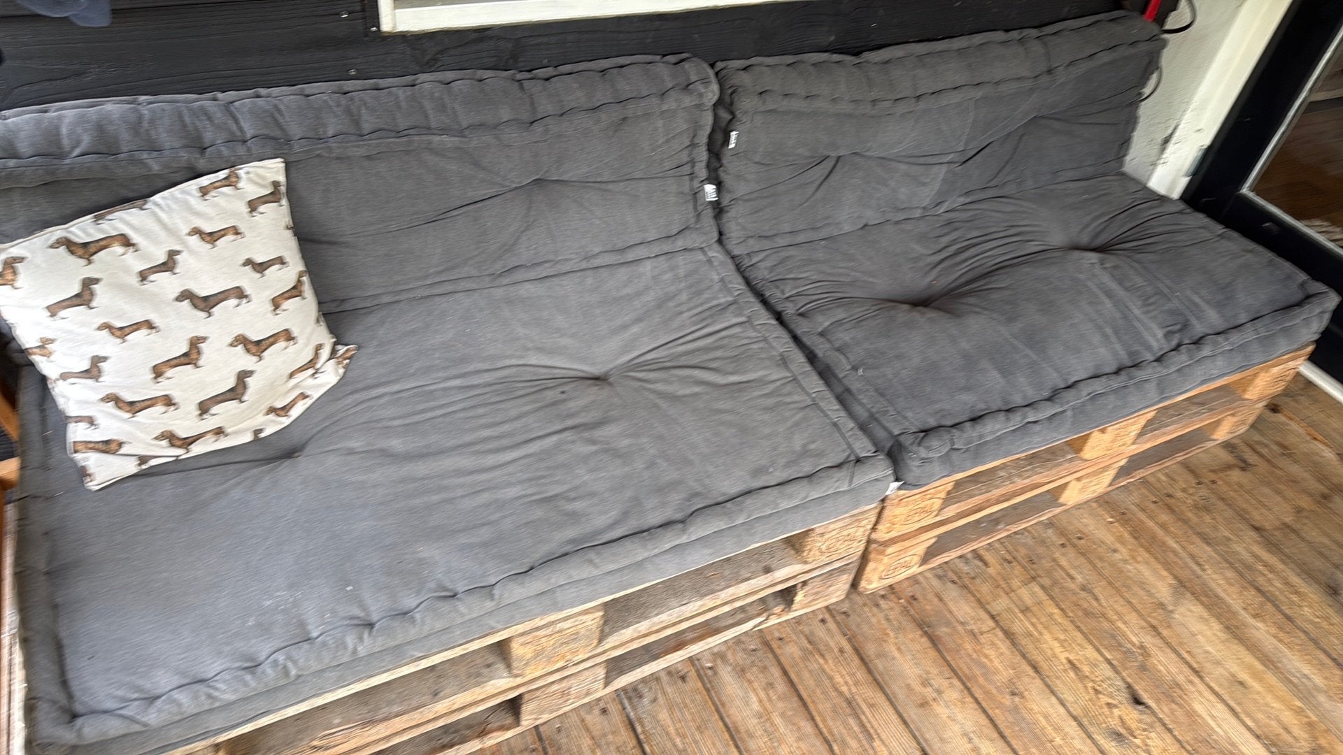 Pallet kussens, Tuin en Terras, Tuinsets en Loungesets, Ophalen, Hout, 2 zitplaatsen
