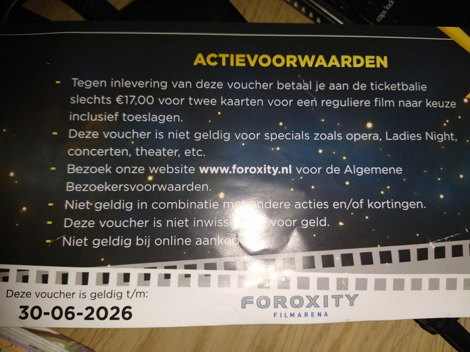 Bioscoop foroxity kortingsbon, Ophalen of Verzenden