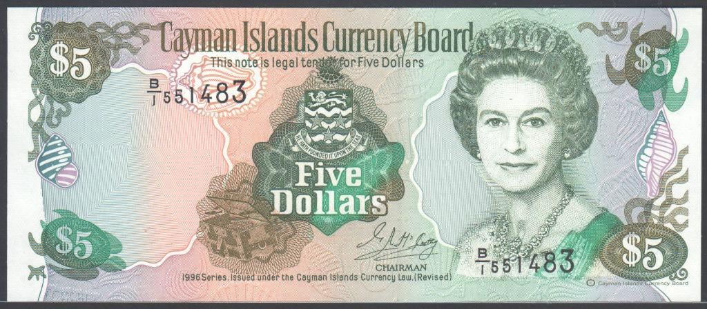 Cayman Islands 5 Dollars 1996, Verzenden, Zuid-Amerika, Los biljet