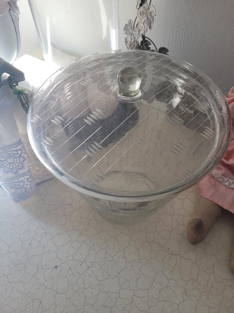 Grote vintage glazen voorraad pot met deksel foto 1 t/m 3, Huis en Inrichting, Keuken | Keukenbenodigdheden, Heikant 21 Kaatsheuvel