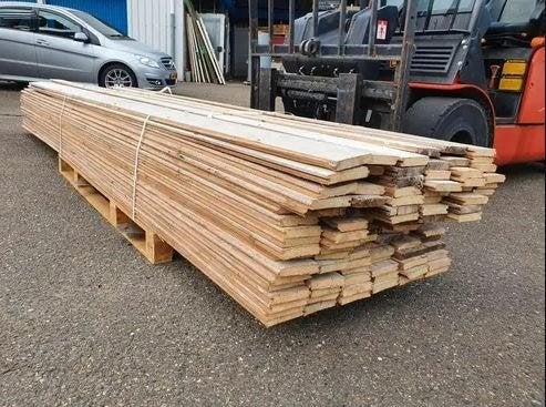 Vloerdelen schroten dakbeschot ( 040 ), Doe-het-zelf en Verbouw, Hout en Planken, Ophalen, Gebruikt, Minder dan 25 mm, Grenen