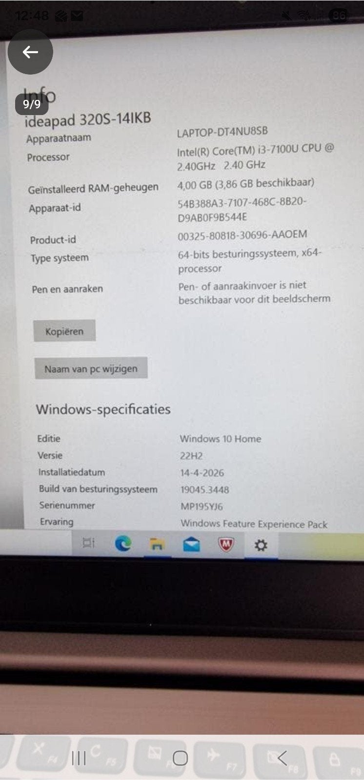 lenovo ideapad i3, Computers en Software, Windows Laptops, Ophalen, Gebruikt, 2 tot 3 Ghz, 14 inch