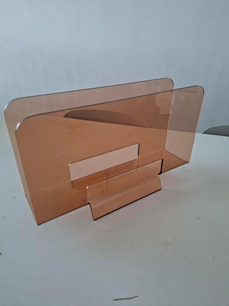 Vintage plexiglas tijdschriftenrek jaren 70 space age design, Huis en Inrichting, Ophalen of Verzenden, Gebruikt
