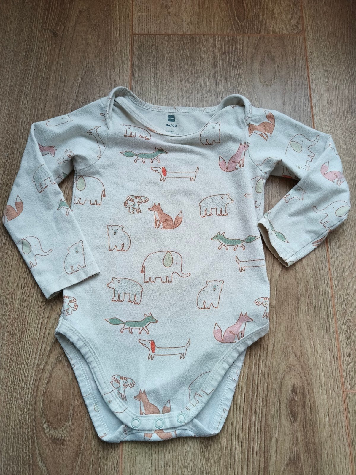Romper lange mouwen Hema dieren maat 86/92, Kinderen en Baby's, Babykleding | Maat 86, Nacht- of Onderkleding, Gebruikt, Jongetje of Meisje