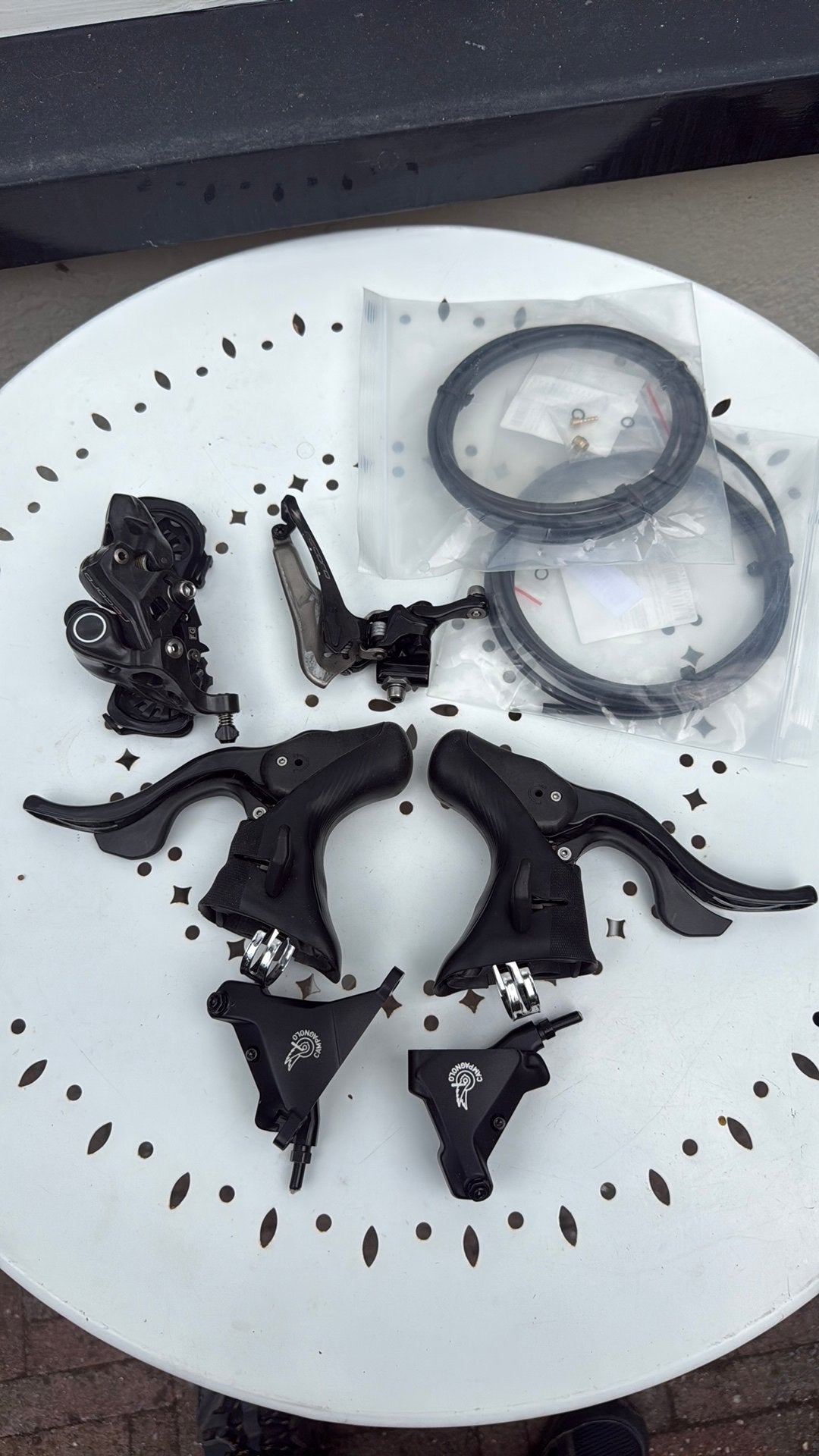 Campagnolo Record 12 speed (mini) groep disc mechanisch, Gebruikt, Ophalen of Verzenden, Derailleur of Ketting, Racefiets