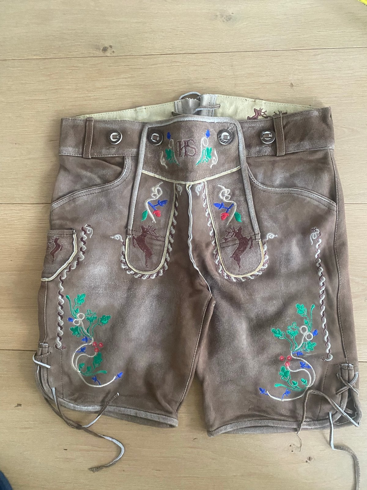 Lederhose - Traditionele Duitse Korte Broek Maat 46, Ophalen of Verzenden, Gedragen, Maat 46 (S) of kleiner