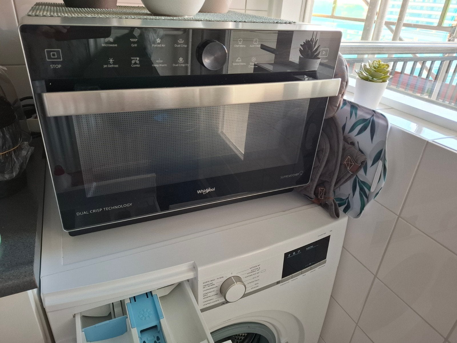 Whirlpool combi-over, Witgoed en Apparatuur, Ovens, Minder dan 45 cm, Hete lucht, Draaiplateau, Ophalen