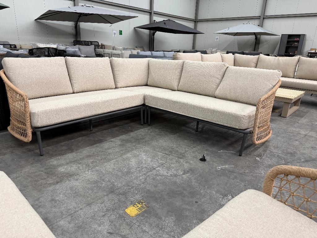 Vienna hoek loungeset | aluminium + touw | zand 223x223cm, Tuin en Terras, Tuinsets en Loungesets, Ophalen, 5 zitplaatsen, Aston Martinlaan 36