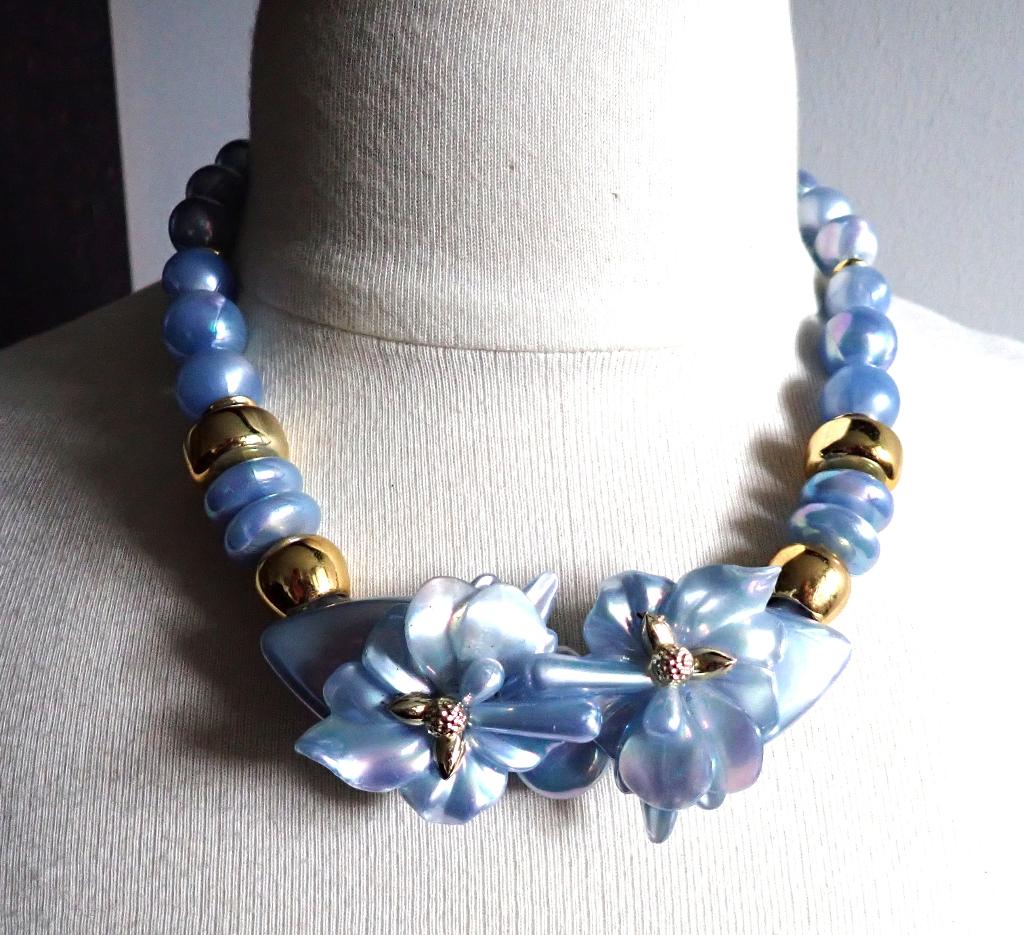Geweldig collier, Verzenden, Zo goed als nieuw, Blauw, Overige materialen