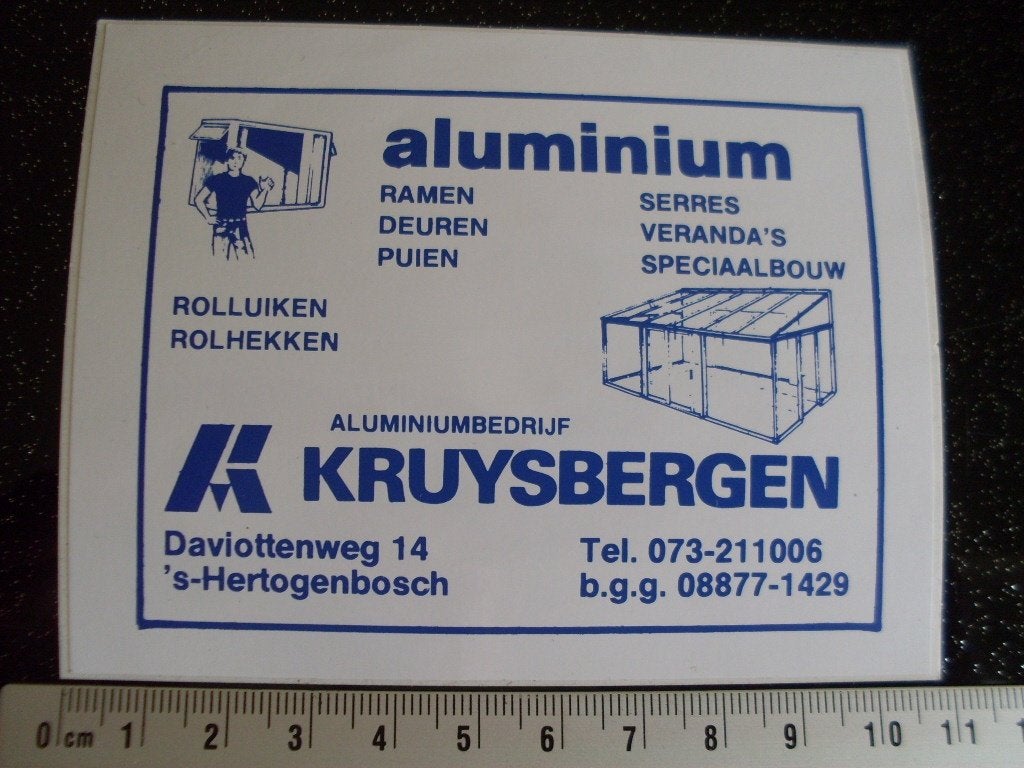 sticker Kruysbergen den bosch 's-hertogenbosch aluminium, Verzamelen, Stickers, Verzenden, Zo goed als nieuw, Bedrijf of Vereniging