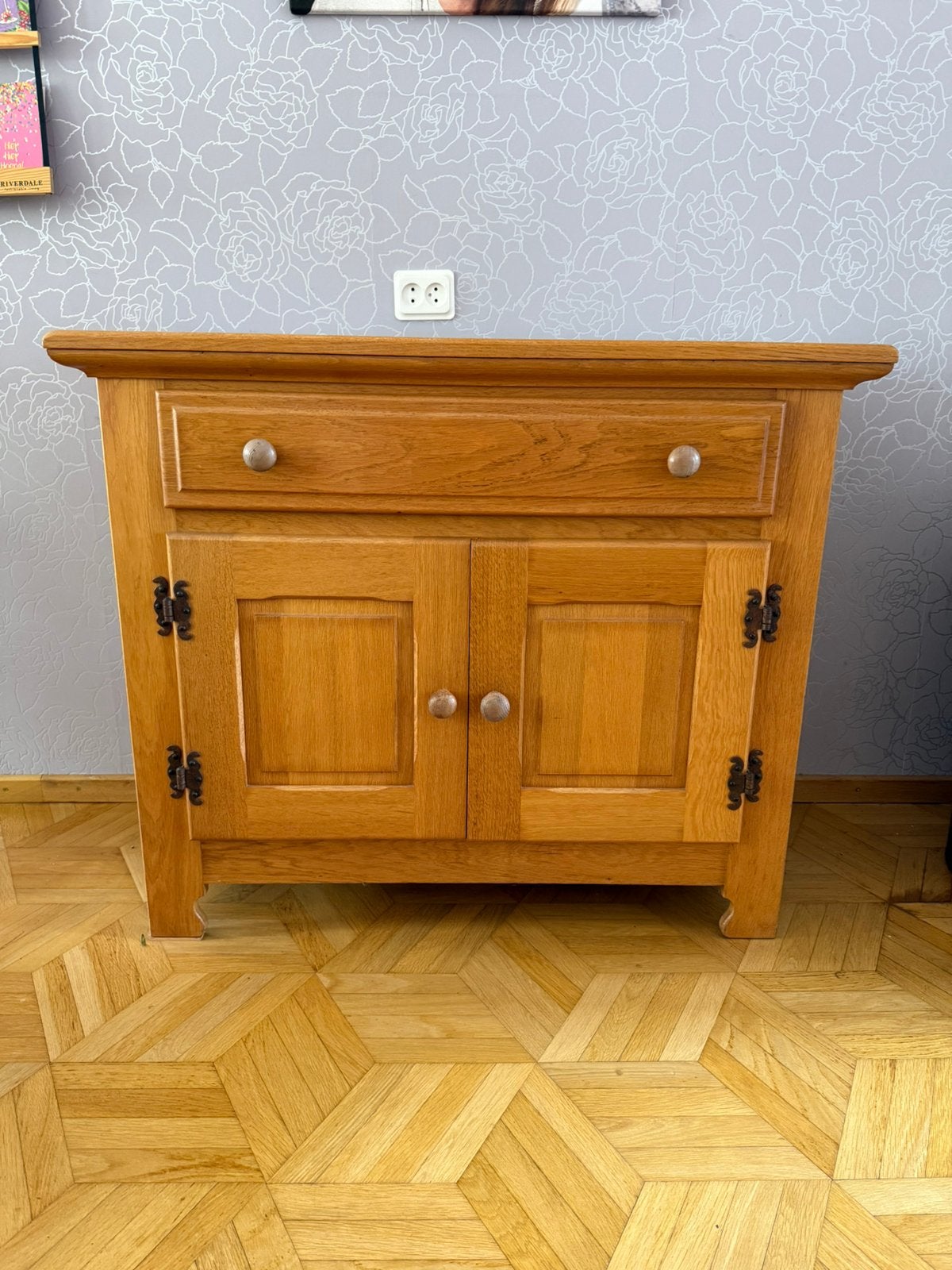 Massief blank eiken houten dressoir kast, Ophalen, 100 tot 150 cm, Eikenhout, X