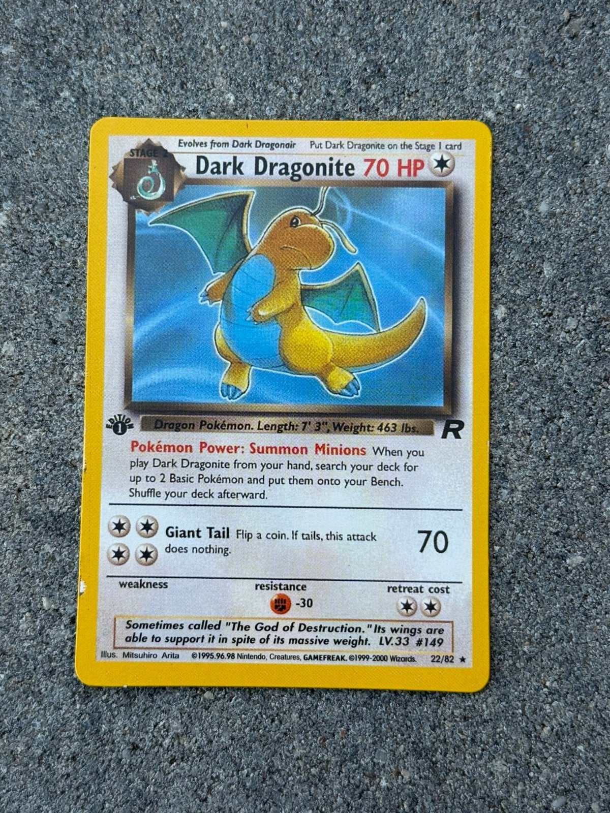 Dark Dragonite - First Edition - 22/82, Ophalen, Zo goed als nieuw, Losse kaart