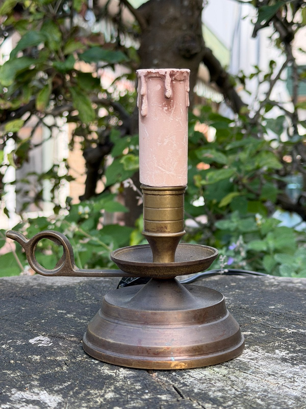 Kaarslamp koper messing blakerlampje kaarslampje lamp antiek, Antiek en Kunst, Ophalen, Koper of Brons