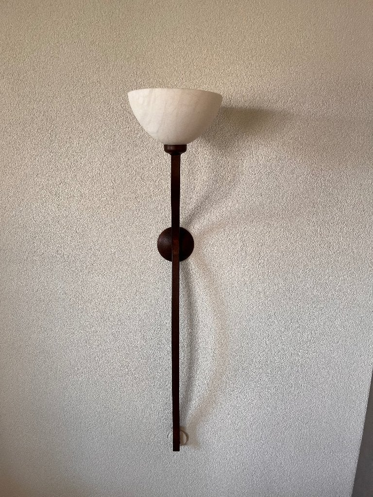 Twee wandlampen albast, Ophalen, Zo goed als nieuw, Dimbaar, Wandlamp