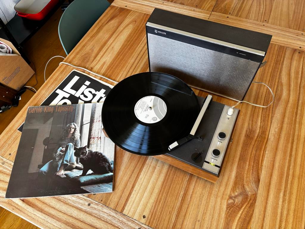 Vintage Philips LP Speler incl speaker - Klassiek Design, Audio, Tv en Foto, Platenspelers, Gebruikt, Platenspeler, Philips, Ophalen of Verzenden
