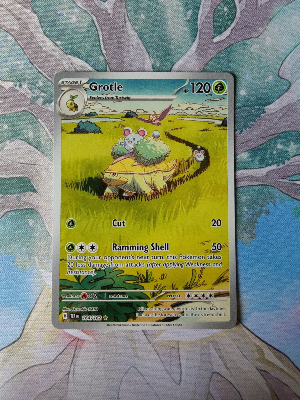 Pokemon temporal forces grotle illustration 164/162, Ophalen of Verzenden, Nieuw, Losse kaart, Foil