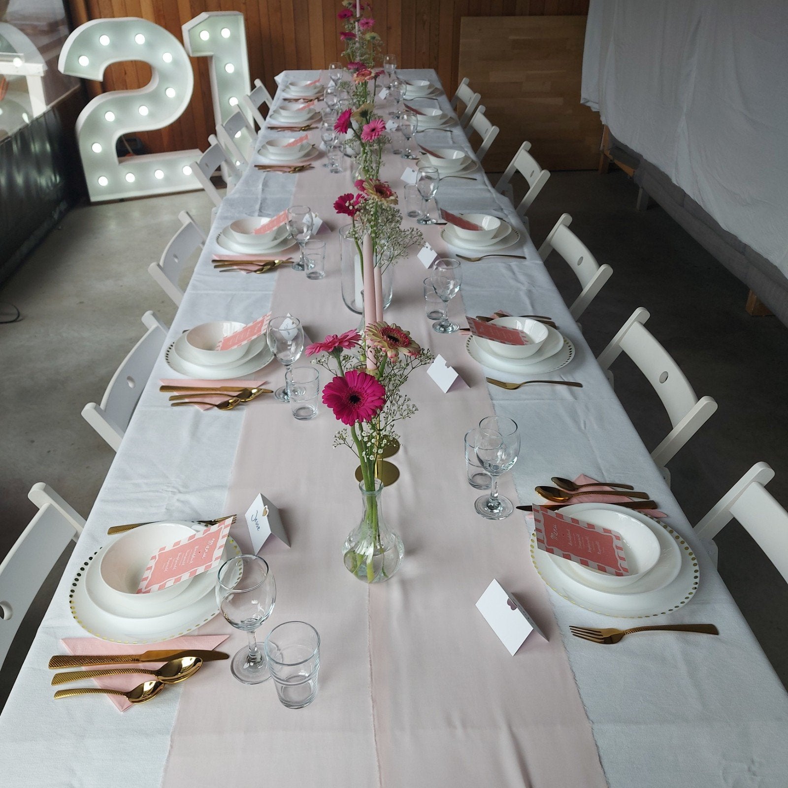 complete set 21 diner kerst feest diner goud roze pastel, Ophalen, Zo goed als nieuw, Versiering