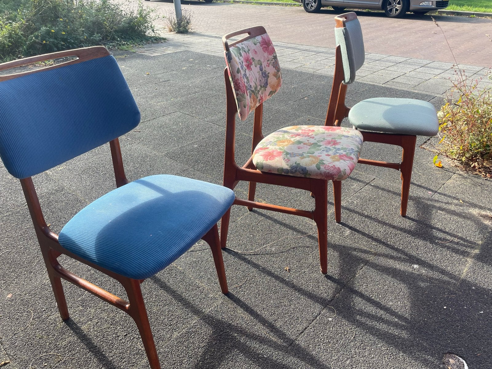 3 Mid-century Teak Eetkamerstoelen - Vintage Design, Ophalen