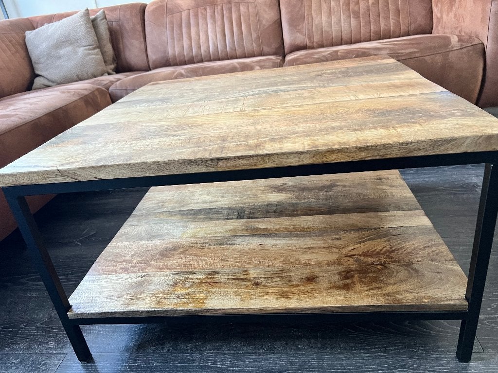 Salontafel mangohout, Ophalen, 50 tot 100 cm, Vierkant, 50 tot 100 cm