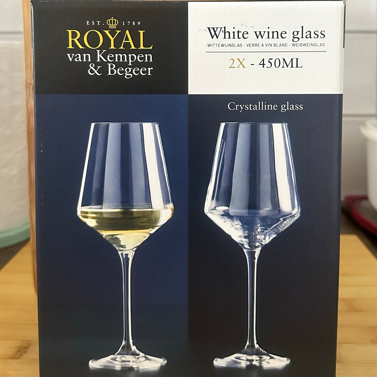 Royal van Kempen & Begeer Witte Wijnglazen (2x 450ml), Nieuw, Ophalen of Verzenden, Wit, Overige merken