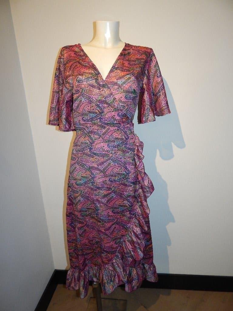 Sissel Edelbo wrapdress paisley print felle kleuren One size, Kleding | Dames, Verzenden, Maat 42/44 (L), Sissel Edelbo, Zo goed als nieuw
