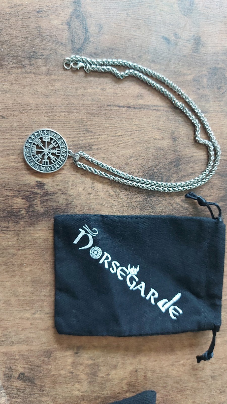 Halsketting Vegvisir Norsegarde - Viking Kompas, Verzenden, Zo goed als nieuw, Zilver, Overige materialen