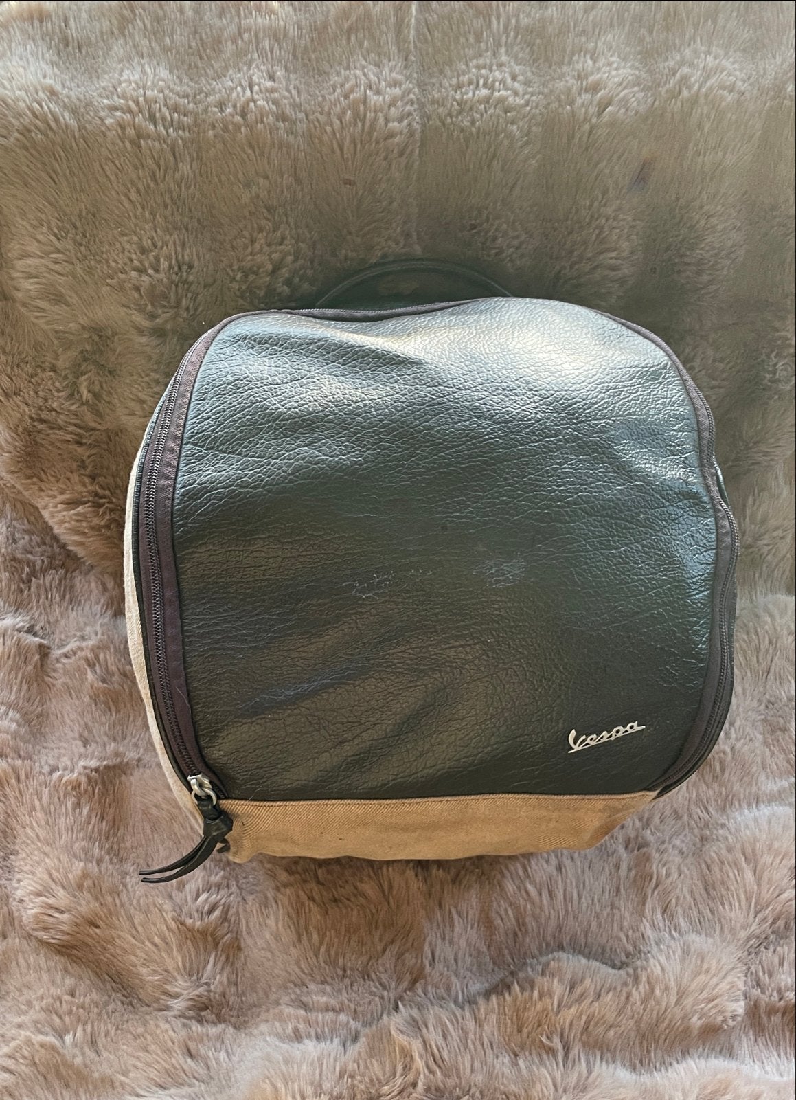 Originele Vespa Binnentas / Topkoffer Tas – Beige/Bruin Leer, Overige merken, Gebruikt, Minder dan 30 cm, Ophalen of Verzenden